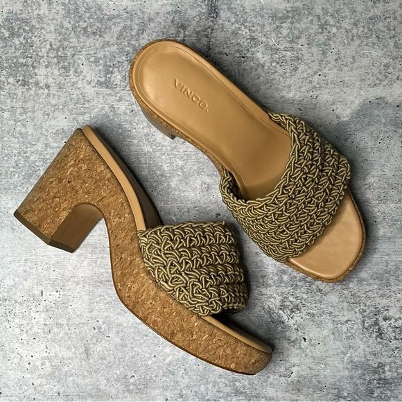 Vince Nicki Platform Slide Sandal 10 - Picture 1 of 7